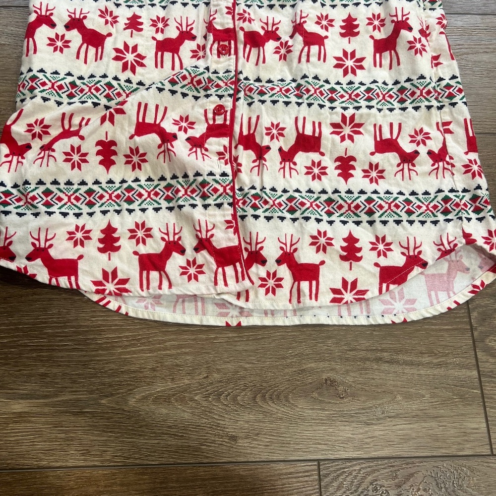 Hanna Andersson Dear Deer Holiday Flannel Scandinavian Night Shirt Nightgown M - Picture 11 of 12